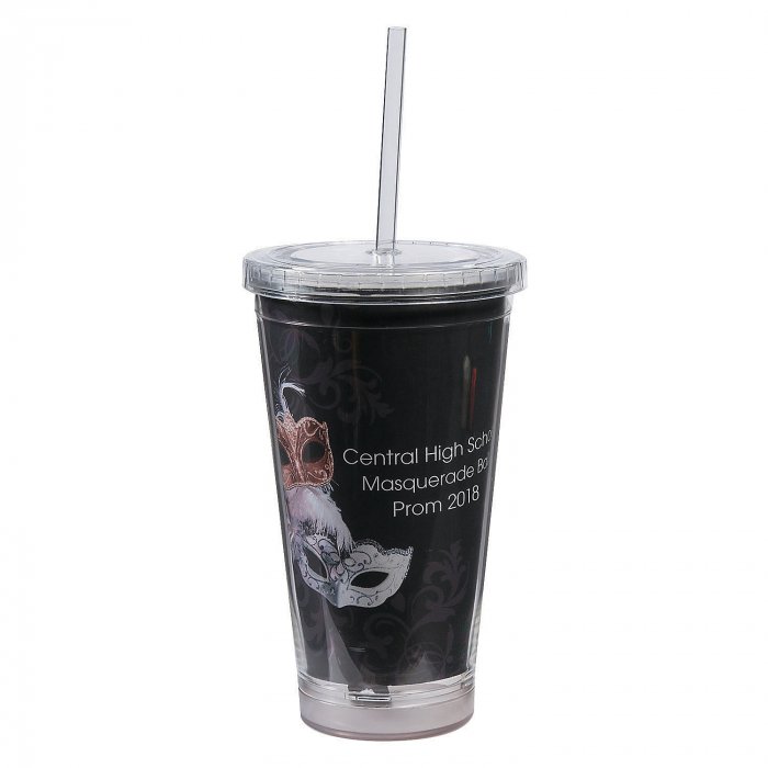Personalized Masquerade Ball Tumbler with Straw (1 Piece(s))