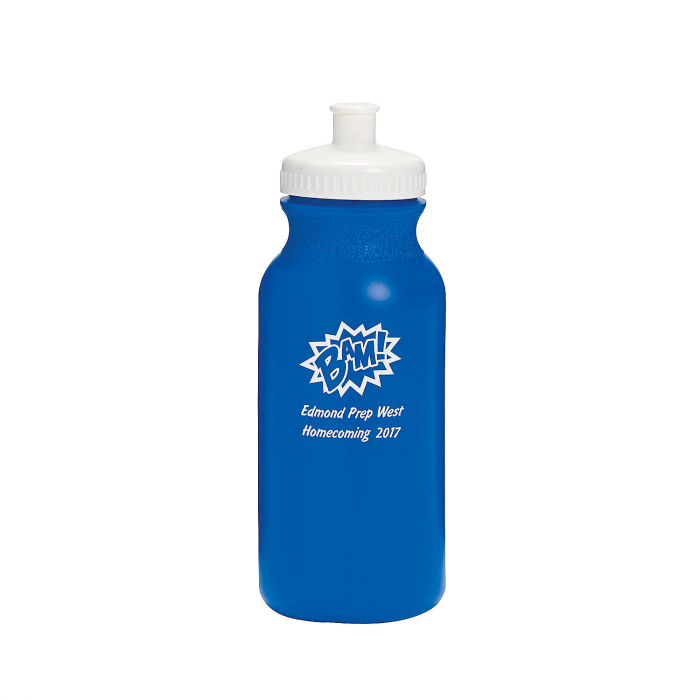 Opaque Blue Superhero Personalized Plastic Water Bottles (50 Piece(s))