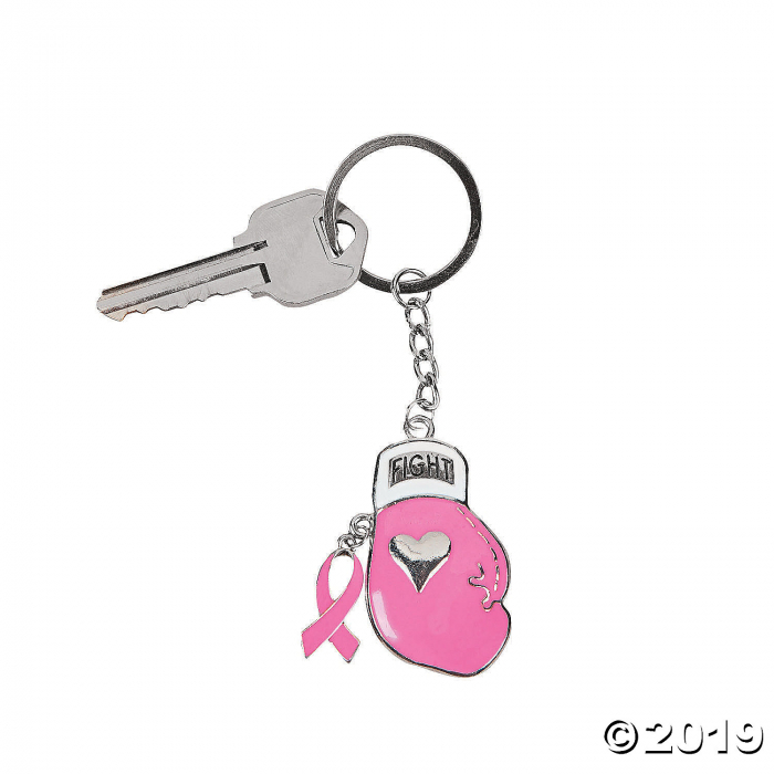 Pink Ribbon Boxing Glove Keychains (Per Dozen)