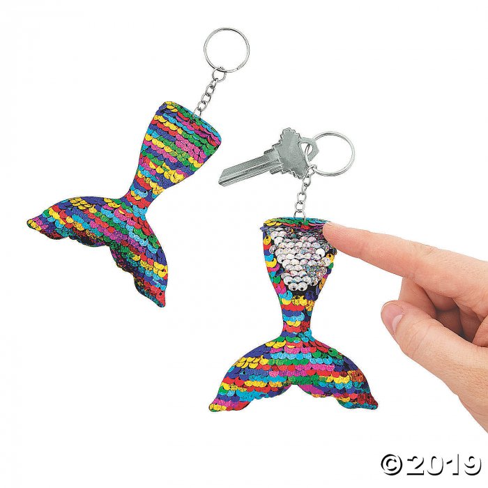 Mermaid Tail Reversible Sequin Keychains (Per Dozen)