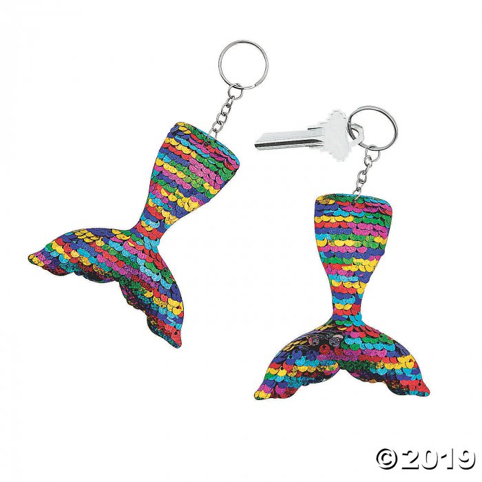 Mermaid Tail Reversible Sequin Keychains (Per Dozen)