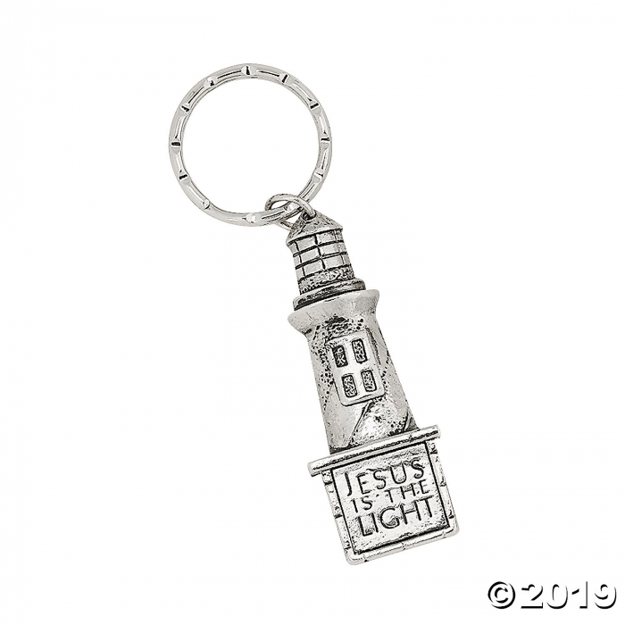 Pewtertone Lighthouse Keychains (Per Dozen) | GlowUniverse.com