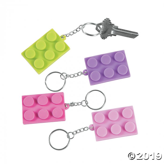 Pastel Color Brick Party Keychains (Per Dozen)