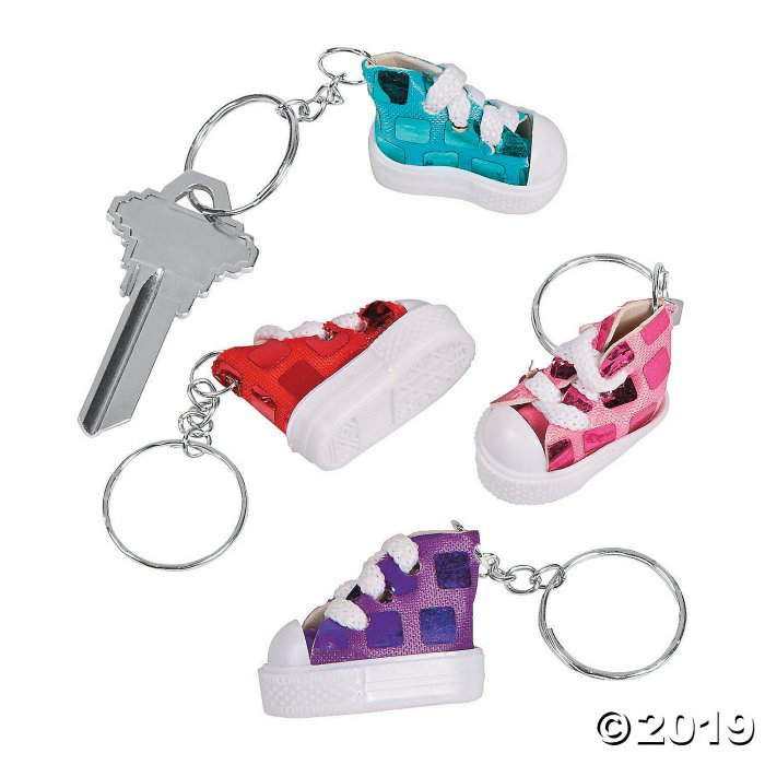 Mini Sequined Tennis Shoe Keychains (Per Dozen)