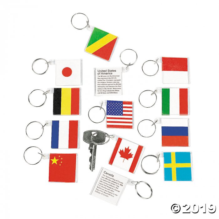 Flags Around the World Keychains (Per Dozen)
