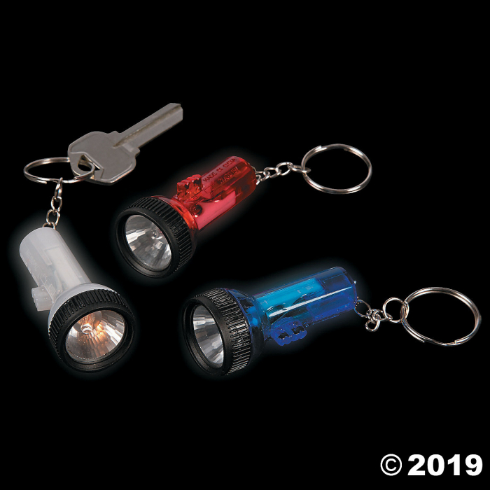Patriotic Large-Beam Flashlight Keychains (Per Dozen)