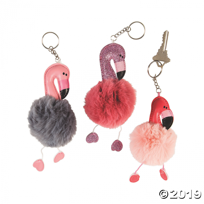 Flamingo Pom-Pom Keychains (Per Dozen)
