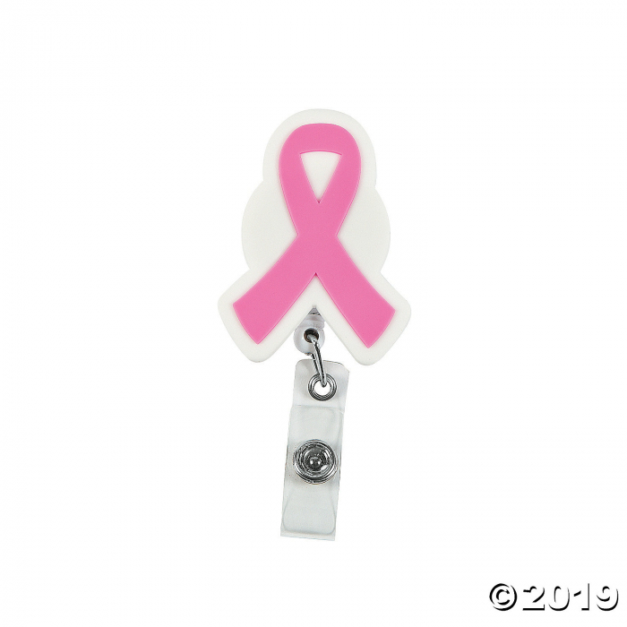 Pink Ribbon Shaped Badge Holders (Per Dozen)
