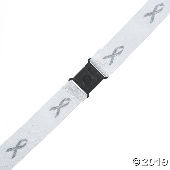 Grey Awareness Ribbon Badge Holder Lanyards (Per Dozen)
