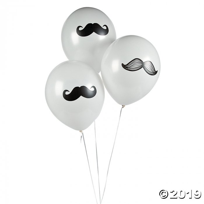 Mustache 11" Latex Balloons (Per Dozen)
