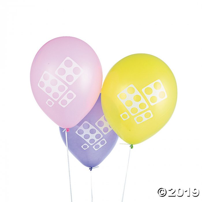 Pastel Color Brick Party 12" Latex Balloons (Per Dozen)