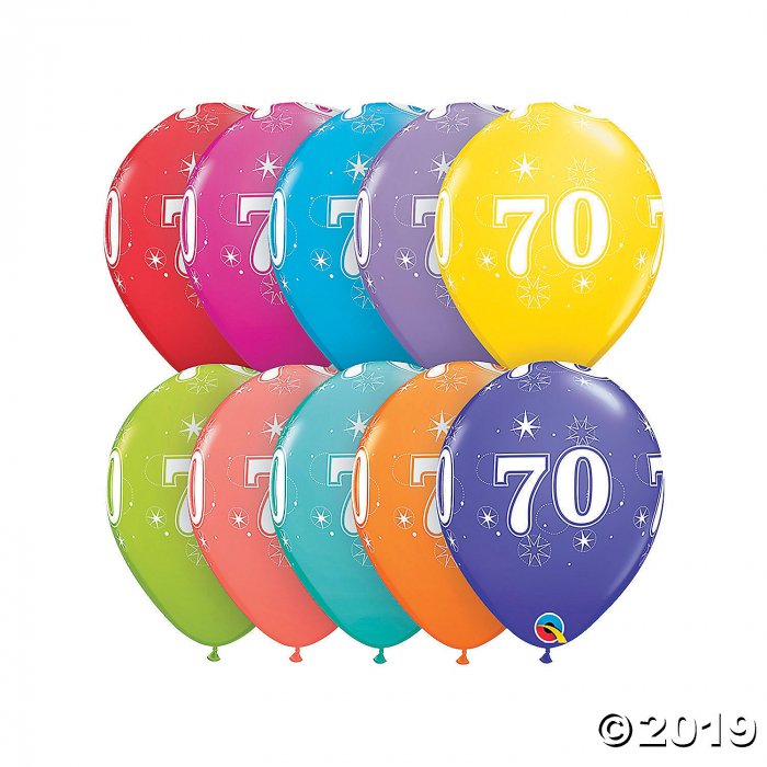 70th Birthday Sparkle 11" Latex Balloon Assortment (6 Piece(s))