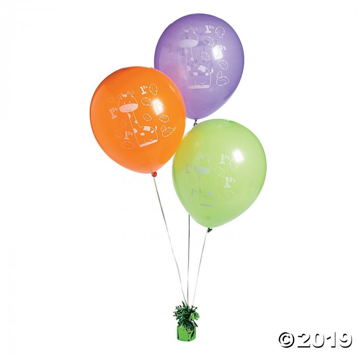 1st Birthday Zoo 11" Latex Balloons (24 Piece(s))