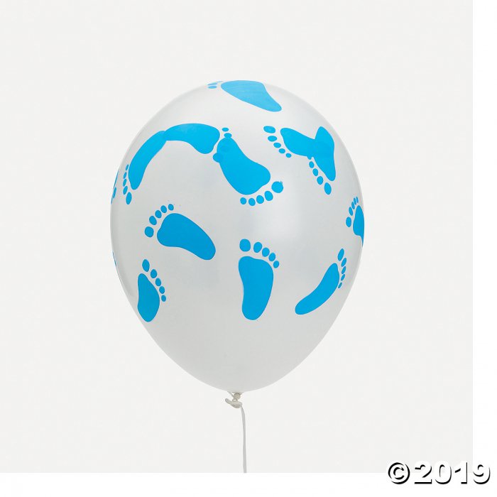 Blue Baby Footprints 11" Latex Balloons (24 Piece(s))