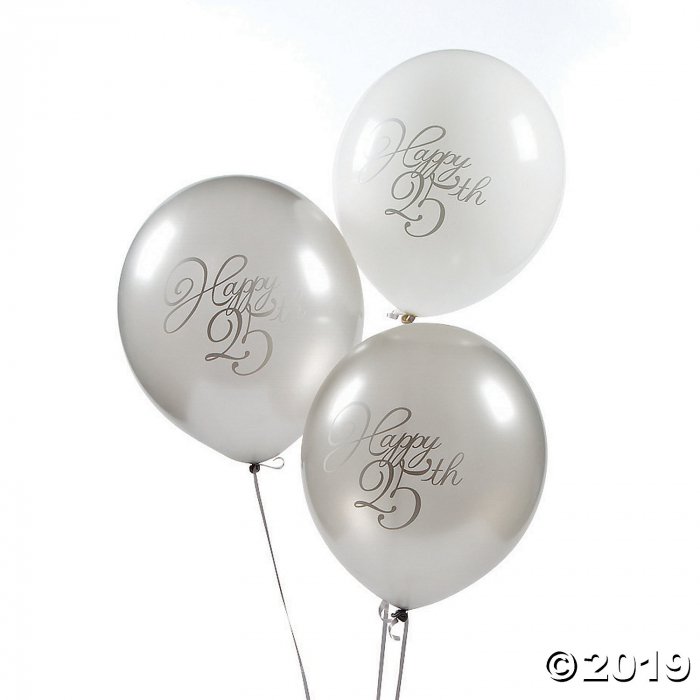 25th Anniversary 11" Latex Balloons (Per Dozen)
