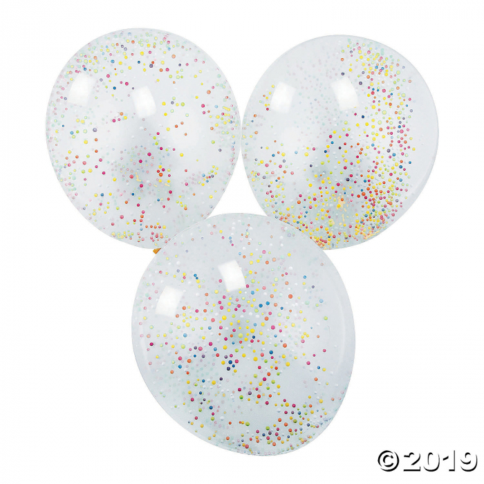 Rainbow Foam Confetti-Filled 11" Latex Balloons (Per Dozen)