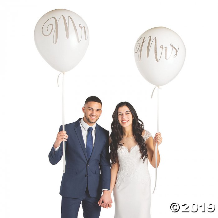 Jumbo White Mr. & Mrs. 36" Latex Balloons (1 Set(s))