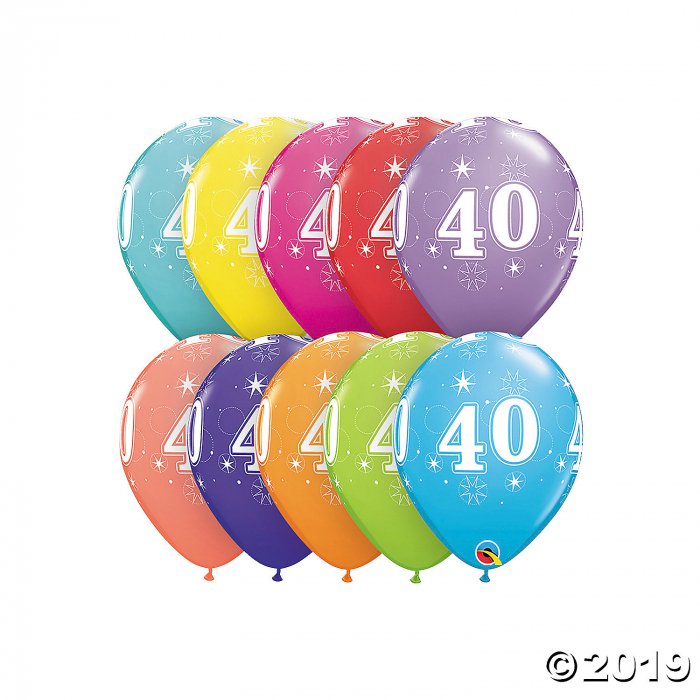 40th Birthday Sparkle 11" Latex Balloon Assortment (6 Piece(s))
