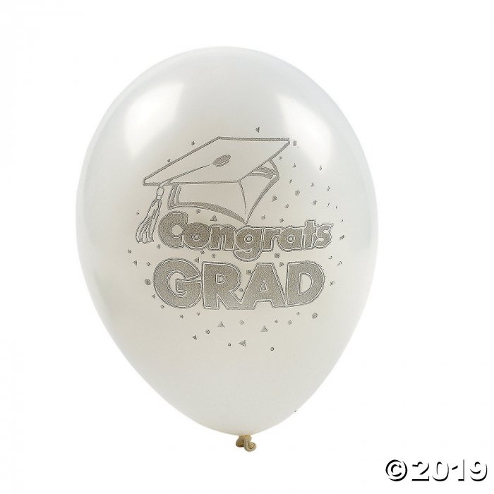 White Congrats Grad 11" Latex Balloons (48 Piece(s))