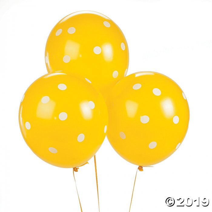 Yellow Polka Dot 11" Latex Balloons (25 Piece(s))