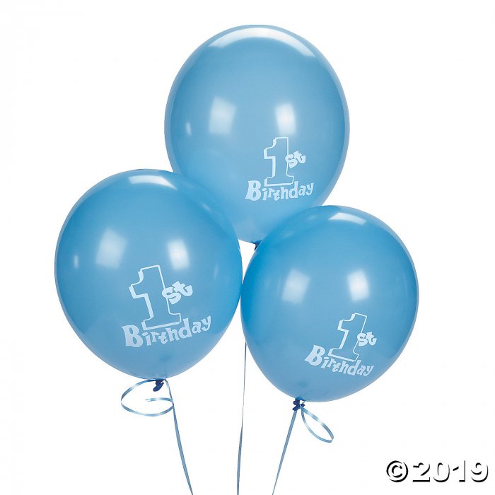 1st Birthday Blue 11" Latex Balloons (Per Dozen)