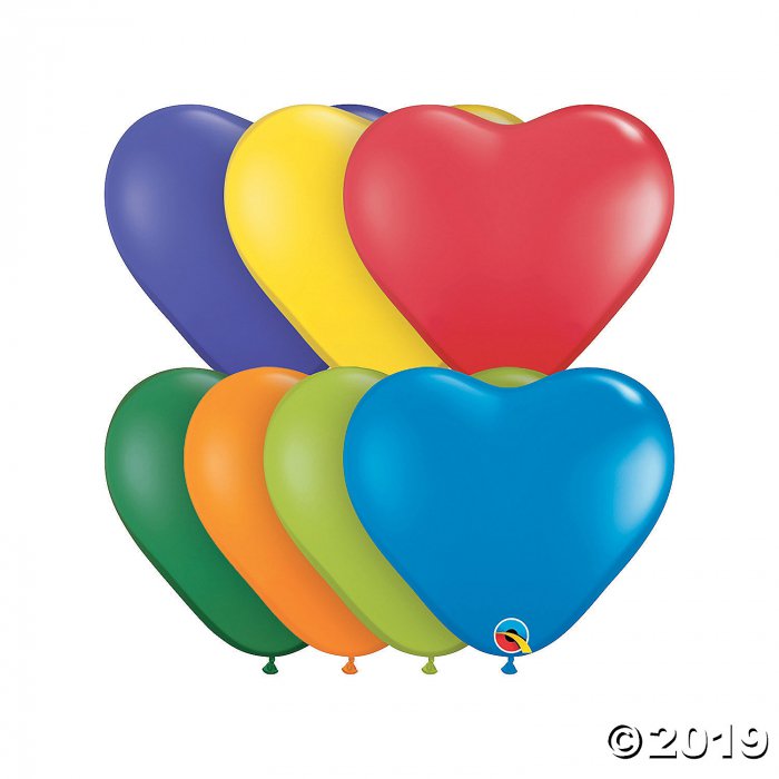Carnival Heart 6" Latex Balloon Assortment (100 Piece(s))