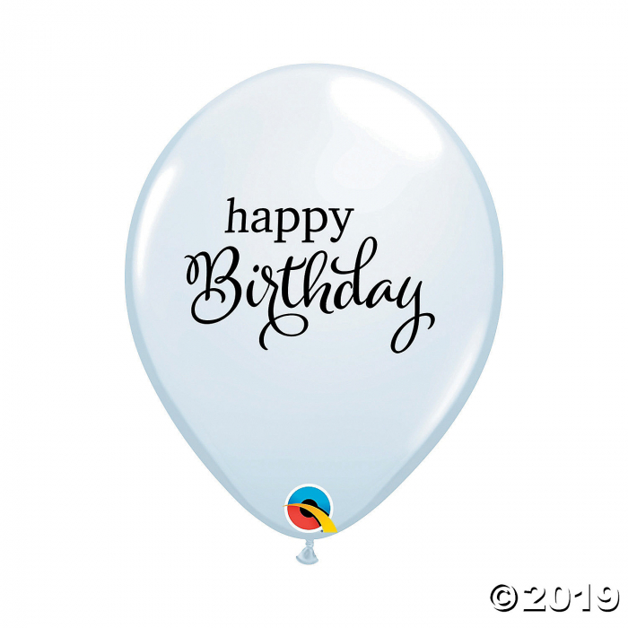 White Happy Birthday 11" Latex Balloons (50 Piece(s))