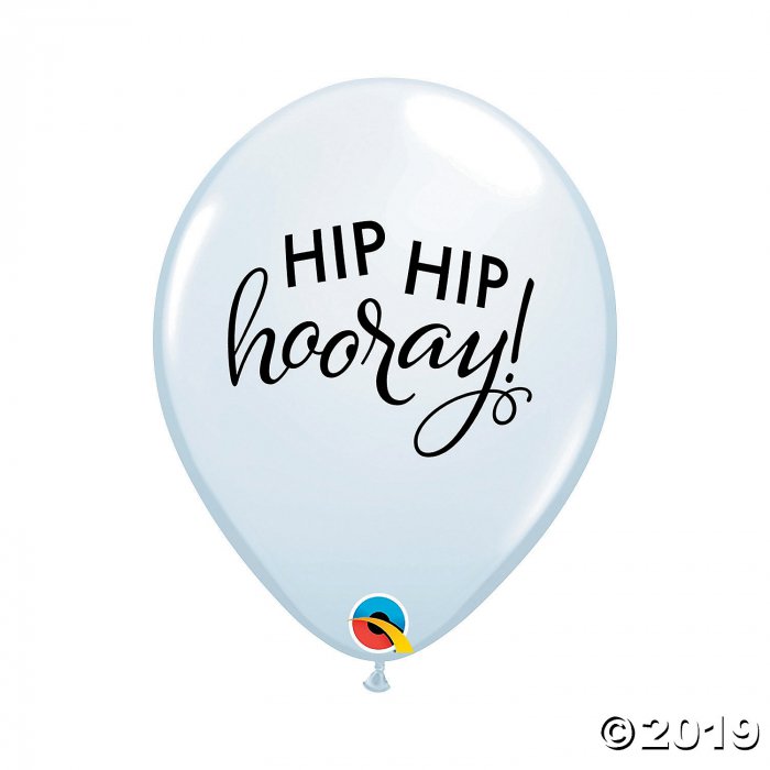 White Hip Hip Hooray 11" Latex Balloons (50 Piece(s))