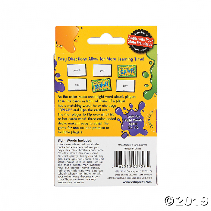 Edupress® Sight Word Splat Game Grades K-1 (1 Set(s))
