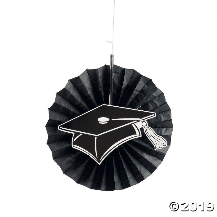 Black Graduation Hanging Fans with Icons (Per Dozen)