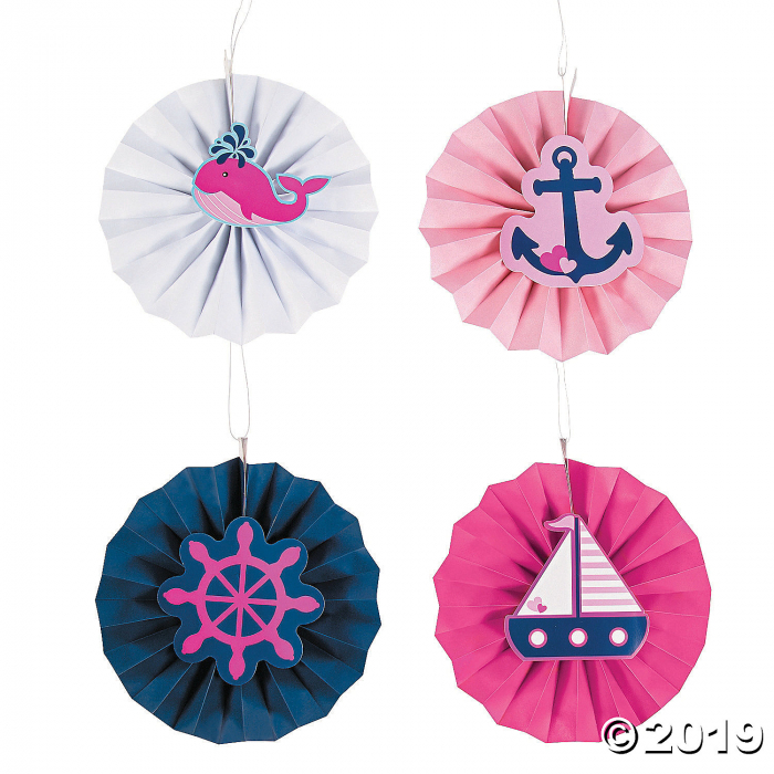 Nautical Girl Hanging Fans with Icons - Sale (Per Dozen)