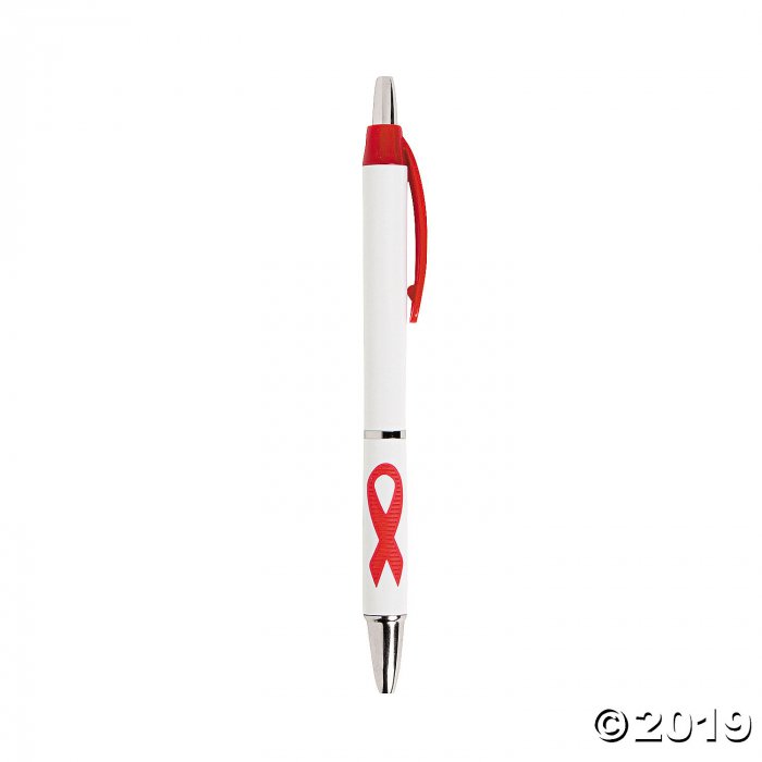 Red Ribbon Awareness Grip Pens - Sale (24 Piece(s))