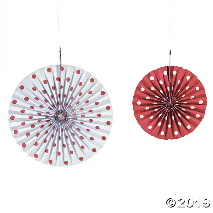 Red Polka Dot Hanging Fans (1 Set(s))