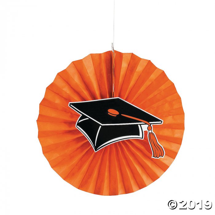 Orange Graduation Hanging Fans with Icons - Less than Perfect (Per Dozen)