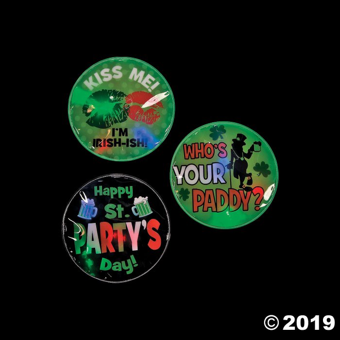 St. Patrick's Day Light-Up Sticker Badges (Per Dozen)