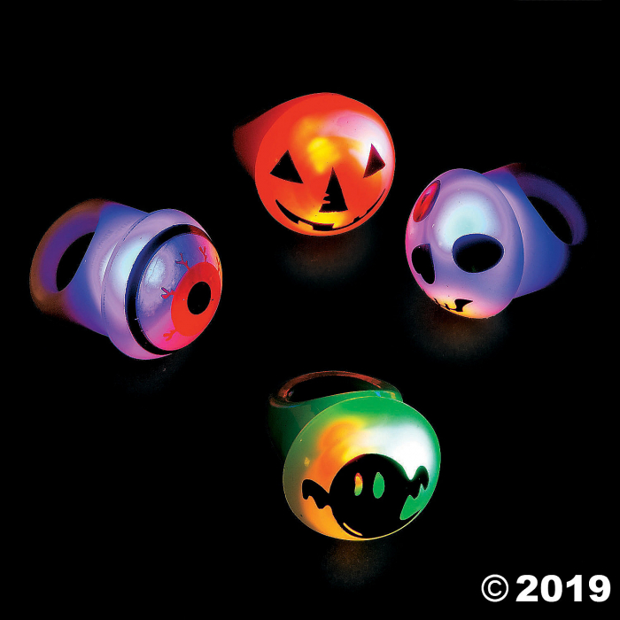 Flashing Halloween Light-Up Rings (Per Dozen)