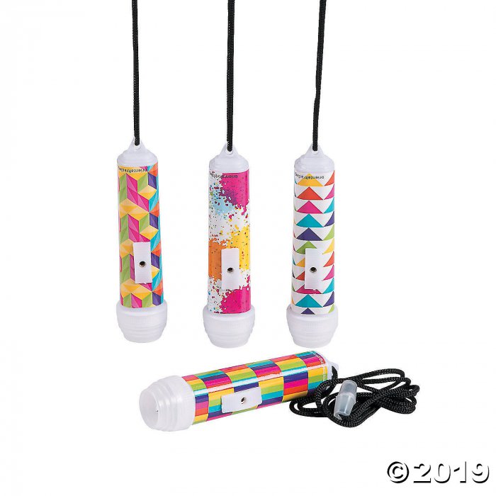 Colorful Printed Mini Flashlights on a Rope (Per Dozen)