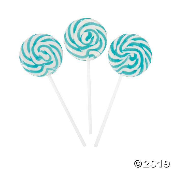 Aqua Blue Swirl Lollipops (24 Piece(s))