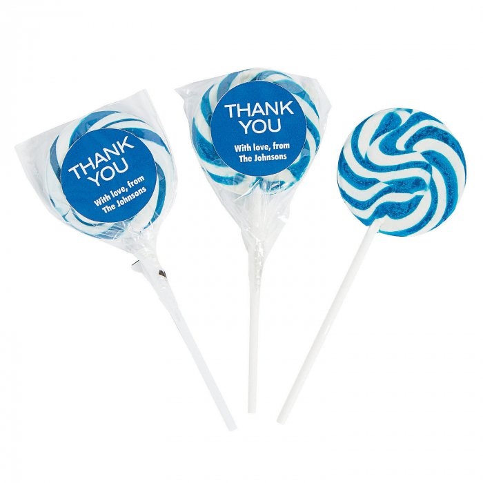 Personalized Thank You Swirl Lollipops - Blue (24 Piece(s ...