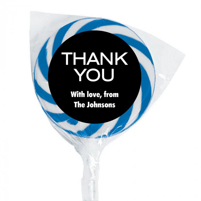 Personalized Thank You Swirl Lollipops - Blue (24 Piece(s))