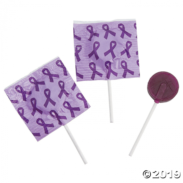 Purple Awareness Ribbon-Printed Lollipops (55 Piece(s))