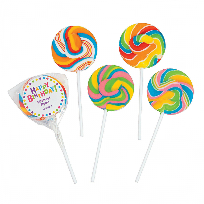 Personalized Birthday Celebration Swirl Lollipops 24 Piece S