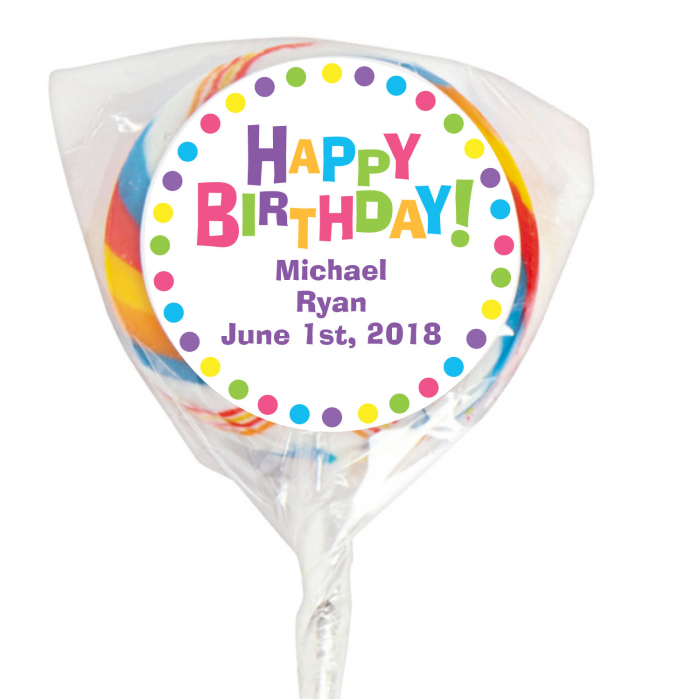 Personalized Birthday Celebration Swirl Lollipops (24 Piece(s))