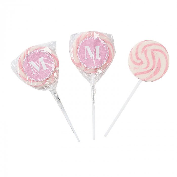 Personalized Light Pink Monogram Swirl Lollipops (24 Piece(s))