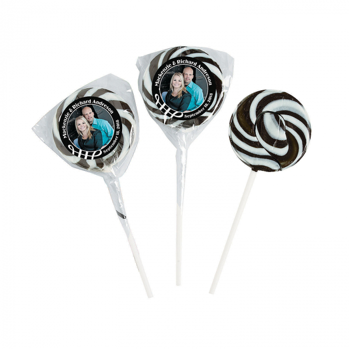 Black Custom Photo Swirl Lollipops (24 Piece(s))