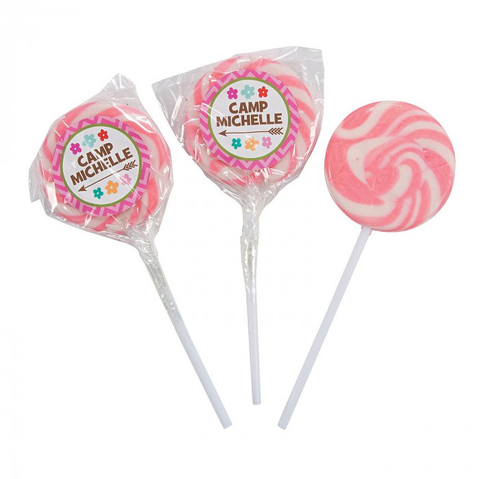 Personalized Camp Glam Swirl Lollipops (24 Piece(s))