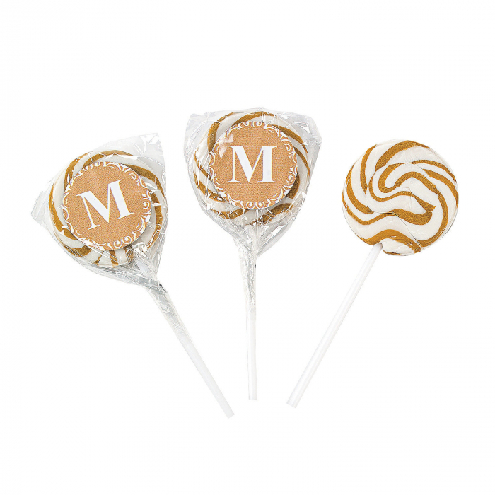 Personalized Gold Monogram Swirl Lollipops (24 Piece(s))