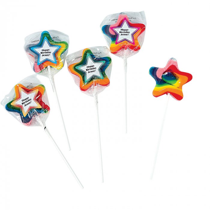 Personalized Star-Shaped Swirl Lollipops (Per Dozen)