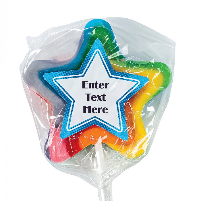 Personalized Star-Shaped Swirl Lollipops (Per Dozen)