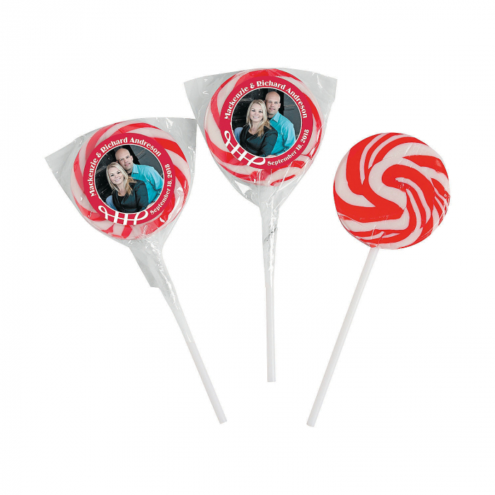 Red Custom Photo Swirl Lollipops (24 Piece(s))